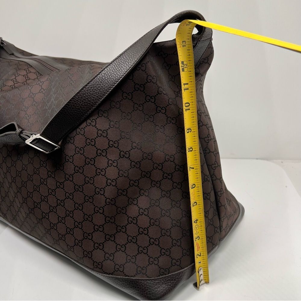 Gucci Monogram GG Nylon Boston Duffle Travel Bag Leather Brown 2Way105669 - Picture 15 of 15